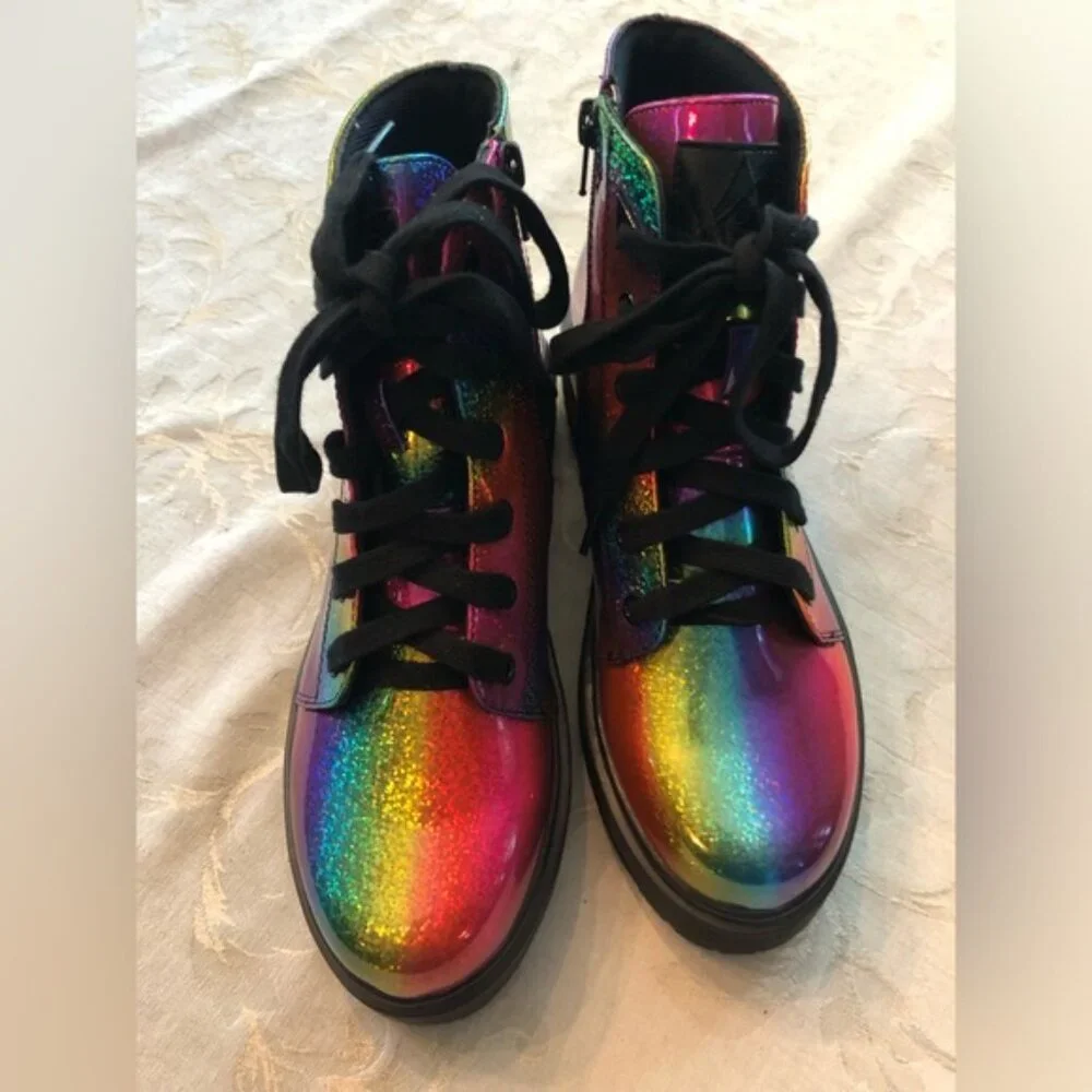 YRU Slayr Rainbow Multi combat boots size 8 - Picture 2 of 8